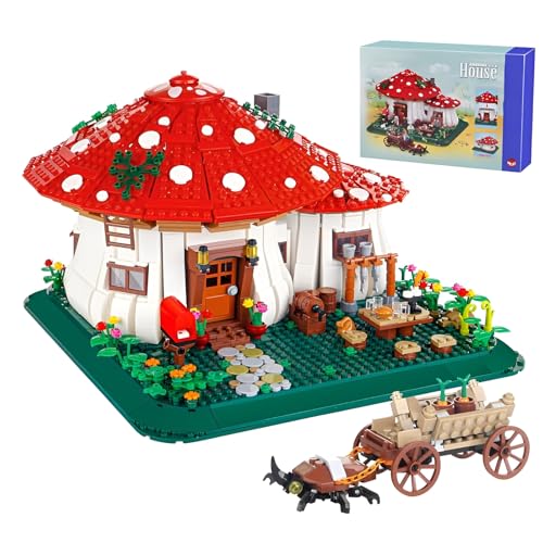 Pilz Haus Mini Bausteine Bausatz, 2233Teile Kreative Ideale Baumhaus Micro Klemmbausteine Kit, Magische Mädchen Konstruktion Heim Modell Spielzeug, Ideen Geschenk für Mädchen Kinder Erwachsene von DzirePada