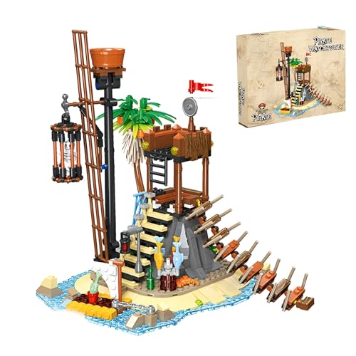 Piraten Wachturm Bausatz, 482Teile Piratenschiff Abenteuerspielset mit Gefängnis Käfig und Palmen Modell Spielzeug, Wachturm Bausatz, Geschenkidee für Kinder, Jungen und Mädchen ab 6 Jahren (59159) Piraten Wachturm Bausatz, 482Teile Piratenschiff Abenteuerspielset mit Gefängnis Käfig und Palmen Modell Spielzeug, Wachturm Bausatz, Geschenkidee für Kinder, Jungen und Mädchen ab 6 Jahren (59159) von DzirePada