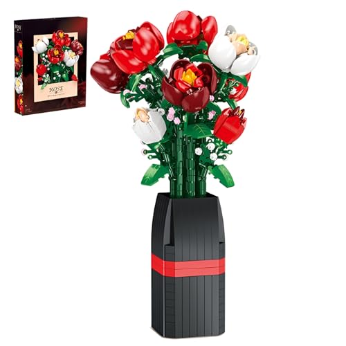 Rose Blumen Bausteine Bausatz, 761Stück Blumen Bouquet Ziegel Modell Spielzeug, Büro Zuhause für Immer Rose Dekor Pflanze Klemmbausteine mit Vase, Geschenke für Kinder Geburtstag Erwachsene Frauen Rose Blumen Bausteine Bausatz, 761Stück Blumen Bouquet Ziegel Modell Spielzeug, Büro Zuhause für Immer Rose Dekor Pflanze Klemmbausteine mit Vase, Geschenke für Kinder Geburtstag Erwachsene Frauen von DzirePada