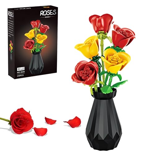 Rosen Blumenstrauß Bausteine Bausatz mit Vase, 249 Stück Künstliche Blumen Botanische Sammlung Klemmbausteine, STEM Floral Pflanze Modell Spielzeug, Ideen Home Decor für Ostern Frauen Kinder Rosen Blumenstrauß Bausteine Bausatz mit Vase, 249 Stück Künstliche Blumen Botanische Sammlung Klemmbausteine, STEM Floral Pflanze Modell Spielzeug, Ideen Home Decor für Ostern Frauen Kinder von DzirePada