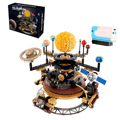 Sonnensystem Sternspuren Bausteine Baukasten, 946Stück Drehbare Raumfahrt Modell Spielzeug, STEM Planeten Sonne Wissenschaft Experimente Klammerblöcke Kit, Ideen Geschenke für Kinder Erwachsene(b) von DzirePada
