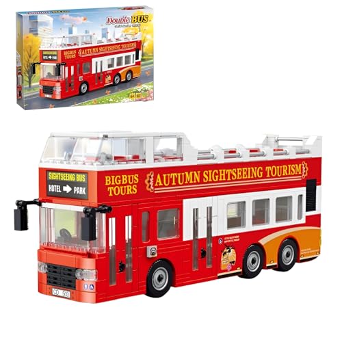 Stadt Reise Bus Bausteine Bausatz, 627Stück Kreative Doppel Decker Fahrzeug Modell Spielzeug, STEM Bus Bahnhof Klemmbausteine, Ideen Geschenke für Kinder Erwachsene und Büro Haus Dekor(991016） von DzirePada