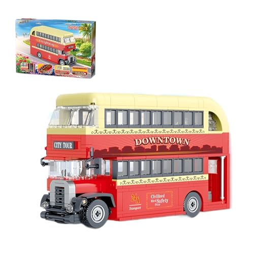 Stadt Reise Bus Bausteine Bausatz, 642Stück Kreative Doppel Decker Fahrzeug Modell Spielzeug, STEM Bus Bahnhof Klemmbausteine, Ideen Geschenke für Kinder Erwachsene und Büro Haus Dekor(991015） von DzirePada