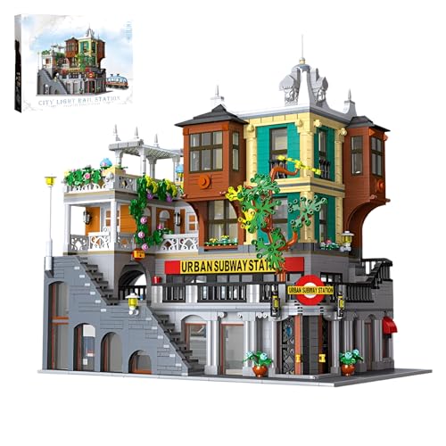 Stadtbahn Station Bausteine Bausatz, 3692Stück Kreative Architektur Modell Spielzeug, Stadt Straße Ansicht Ziegel Baukasten Büro Haus Dekor, Geschenke für Kinder Freunde Erwachsene Gedenkstätte von DzirePada