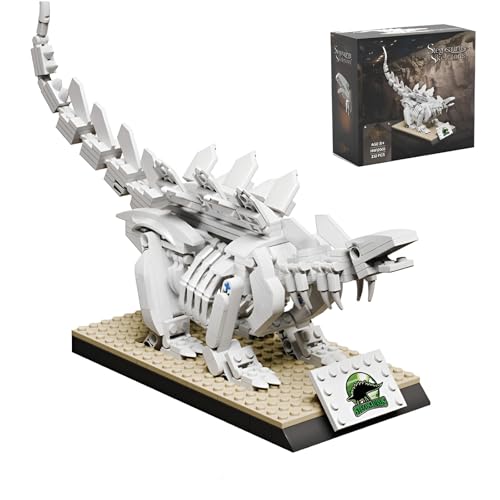 Stegosaurus Fossil Mini Bausteine Bausatz, 332Stück Naturhistorisches Museum Tier Modell Spielzeug, Fossilien Dinosaurier Micro Klemmbausteine, Mint Entdeckung Geschenke für Kinder Erwachsene von DzirePada