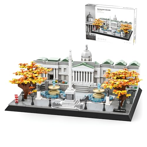 Trafalgar Square Vereinigtes Königreich Bausteine Bausatz, 1245 Teile Konstruktions Modell Spielzeug, Berühmte Sehenswürdigkeit Architektur Ziegel Bausatz, Geschenkideen für Kinder und Erwachsene von DzirePada