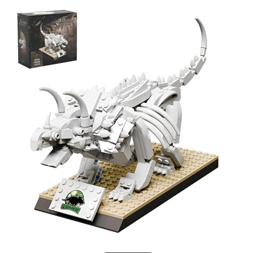 Triceratops Fossil Mini Bausteine Bausatz, 356Stück Naturhistorisches Museum Tier Modell Spielzeug, Fossilien Dinosaurier Micro Klemmbausteine, MINT Entdeckung Geschenke für Kinder Erwachsene von DzirePada