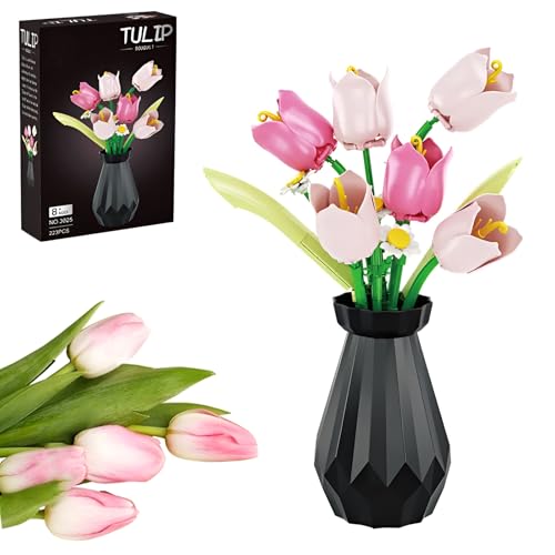 Tulpen Blumenstrauß Bausteine Baukasten mit Vase, 223Stück Künstliche Pflanze Floride Klemmbausteine, Botanische Sammlung Modell Spielzeug Dekor, Geburtstagsgeschenk für Mädchen Mutter Frauen Ehefrau Tulpen Blumenstrauß Bausteine Baukasten mit Vase, 223Stück Künstliche Pflanze Floride Klemmbausteine, Botanische Sammlung Modell Spielzeug Dekor, Geburtstagsgeschenk für Mädchen Mutter Frauen Ehefrau von DzirePada