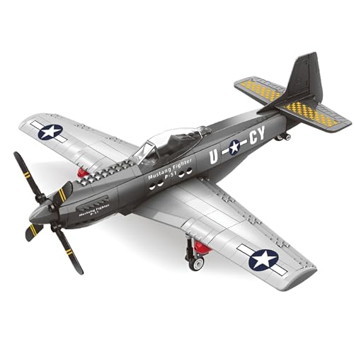 WW2 P-51 Mustang Jäger Flugzeug Baukasten Bausatz, 258Stück Militärische Kriegsflugzeug Modell Spielzeug, Krieg Flugzeug Bauklötze für Haus Büro Dekor, Ideen Geschenke für Jungen Kinder Erwachsene WW2 P-51 Mustang Jäger Flugzeug Baukasten Bausatz, 258Stück Militärische Kriegsflugzeug Modell Spielzeug, Krieg Flugzeug Bauklötze für Haus Büro Dekor, Ideen Geschenke für Jungen Kinder Erwachsene von DzirePada