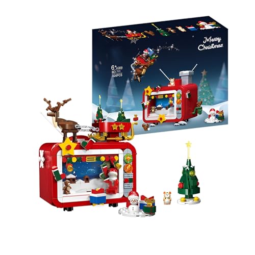 Weihnachten TV Bausteine Bausatz, 626Stück Fernsehen mit Weihnachtsmann und Rentier Modell Spielzeug, Dekore für Tisch & Haus, Xmas Partei Favoriten, Ideen Geschenke für Jungen Mädchen im Alter von 8+ von DzirePada