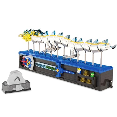 Weißer Drache Baustein Baukasten mit Sockel, 1361Teile Abnehmbares Meisterschwert und Schild Modell Spielzeug, Spiele Drachen Charaktere Klammerblöcke Kit, Ideen Geschenke für Kinder Erwachsene von DzirePada
