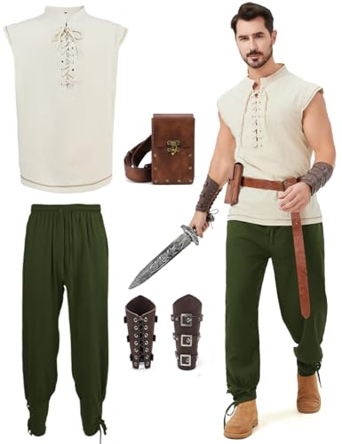 Dzorim Renaissance Kostüm Mittelalter Herren Kostüme 7 Stückmit Viking Kostüm Männer Piratenhemd Herren Lang Hose Gürtel Handgelenkgurt Dzorim Renaissance Kostüm Mittelalter Herren Kostüme 7 Stückmit Viking Kostüm Männer Piratenhemd Herren Lang Hose Gürtel Handgelenkgurt von Dzorim