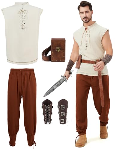 Dzorim Renaissance Kostüm Mittelalter Herren Kostüme 7 Stückmit Viking Kostüm Männer Piratenhemd Herren Lang Hose Gürtel Handgelenkgurt Dzorim Renaissance Kostüm Mittelalter Herren Kostüme 7 Stückmit Viking Kostüm Männer Piratenhemd Herren Lang Hose Gürtel Handgelenkgurt von Dzorim