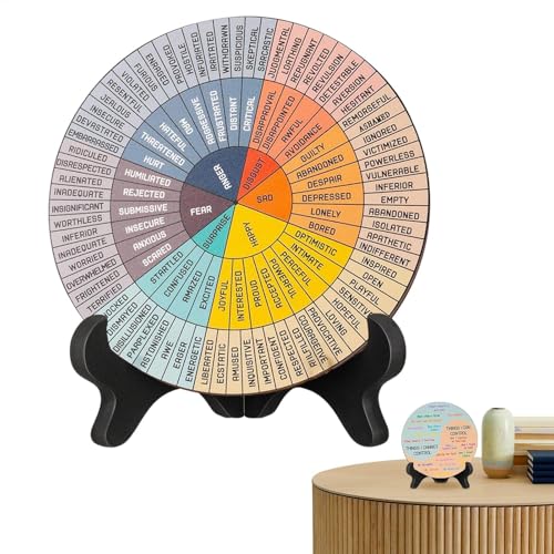 DzpKrka Feelings Wheel Chart, Wooden Feelings Wheel, Calm Emotions Wheel, Feelings Wheel With Stand, Mental Health Emotions Chart, Wooden Emotion Wheel Chart, Emotional Wheel 18x18x5cm DzpKrka Feelings Wheel Chart, Wooden Feelings Wheel, Calm Emotions Wheel, Feelings Wheel With Stand, Mental Health Emotions Chart, Wooden Emotion Wheel Chart, Emotional Wheel 18x18x5cm von DzpKrka