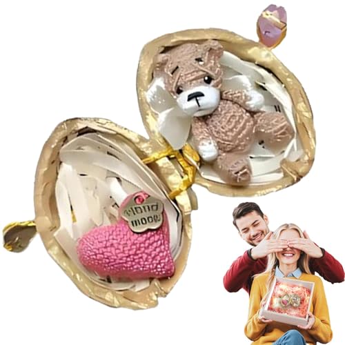 DzpKrka Häkeltier In Walnussschale, Häkeltier, Häkelpuppe, Handmade Crochet Animal In Walnut Shell, Walnussschalen Puppenhaus, Bunny Bear Strick Tier Mit Herzzubehör, Walnussschalen -Plüsch -Puppe von DzpKrka