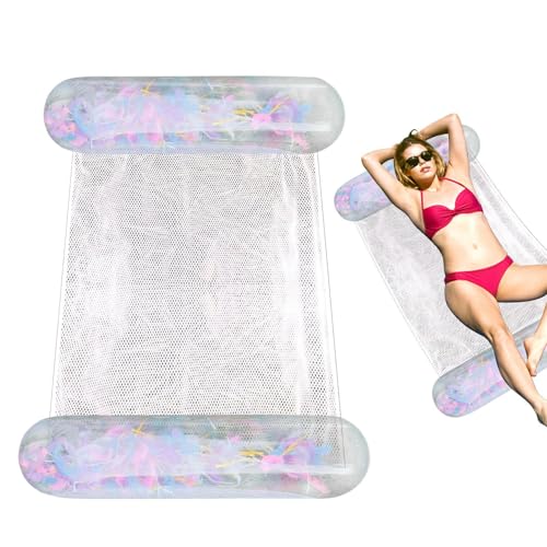 DzpKrka Luftmatratze Pool Luftmatratze Wasser Erwachsene 130x70 cm Wasserhängematte Mit Netz Aufblasbare Pool Floats PVC Faltbares Wasser Lounge Hängematte Für Wasserpartys Sommerparty von DzpKrka