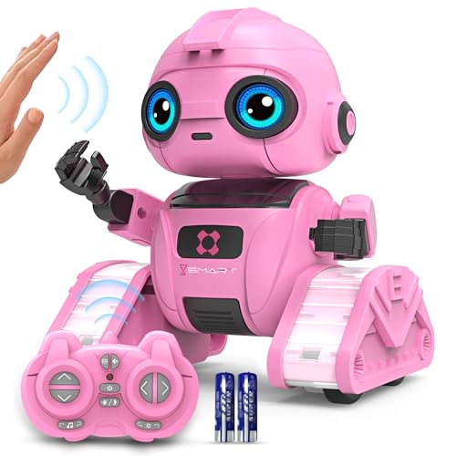 Dzxlin Roboter Spielzeug für Kinder – Wiederaufladbar, LED-Augen und Musik, RC-Roboter mit Gestensensor für ab 3 4 5 6 7 8 9 10 Jahre Jungen Geschenk （Rosa） von Dzxlin