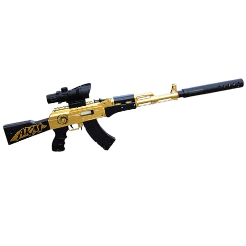 E-THOL AKM Hülsenwerfer Soft-Head Spielzeugpistole für Kinder | Abnehmbarer Modellbau | Inkl. 5 Soft-Head Munition | Sicherer Spielzeugrevolver mit realistischem Design (Gold) von E-THOL