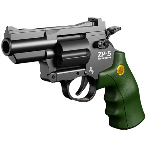 E-THOL Revolver-Spielzeugpistole für Kinder | Soft-Head-Hülsenwerfer | 6-Schuss-Rotation | EIN-Knopf-Hülsenauswurf | Inkl. Soft-Head-Munition | Alter 3+ | Sicher & realistisch​​ (Schwarz) von E-THOL