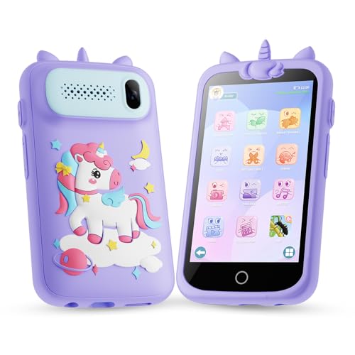 Kinder Handy Smartphone, Pretend Smartphone für Kinder mit Dual Kamera, MP3 Player Jungen Mädchen, Geburtstags Geschenke Lerntelefon Spielzeug ab 3 4 5 6 7 8 9 10 11 12 Jahre, Lila von E teacher