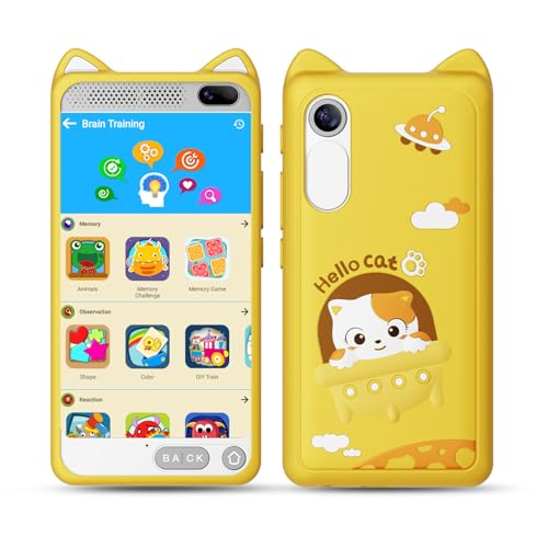 Kinderhandy Spielzeug 3.97 Zoll Touchscreen Pretend Smartphone, Kinder Smart Phone Weihnachts- und Geburtstags Geschenke für Mädchen und Jungen 3 4 5 6 7 8 9 10 Jahre(Gelb) von E teacher