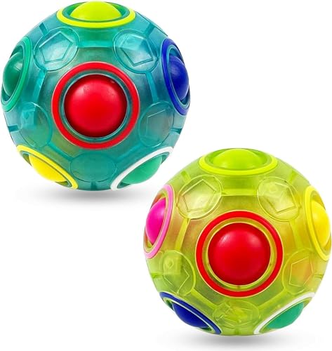 EACHHAHA 2 Stück Regenbogenball Set,Magic Rainbow Ball,Zauberball 3D Puzzle Ball Spielzeug für Kinder,Regenbogenball Toy Pädagogische Spielzeug（Grün + Blau） von EACHHAHA