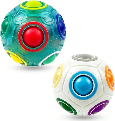 EACHHAHA 2 Stück Regenbogenball Set,Magic Rainbow Ball,Zauberball 3D Puzzle Ball Spielzeug für Kinder,Regenbogenball Toy Pädagogische Spielzeug（Weiß + Blau） von EACHHAHA