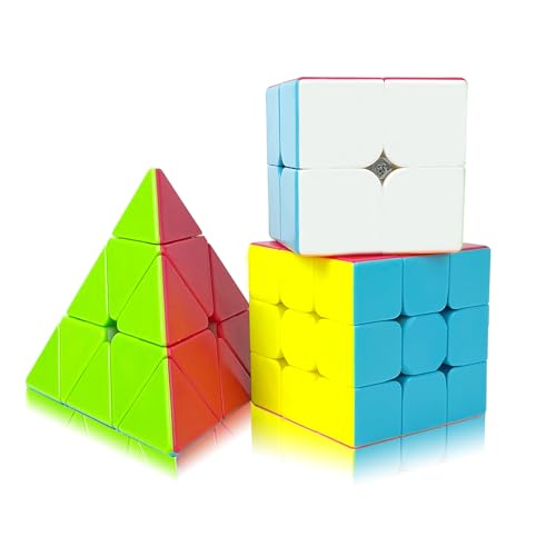 Zauberwürfel Set-Speed Cube 2x2+3x3+Pyramide,3-in-1 Verschiedene Spielmöglichkeiten,Professional,Glätten,Starke und langlebige, Exquisite Verpackungsbox,Geeignet für Geschenke Kinder von EACHHAHA