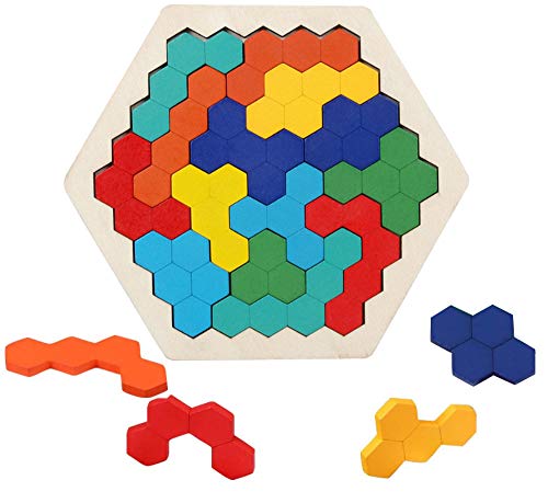 EACHHAHA Hexagon Holzpuzzle Box Spielzeug, Puzzle ab 4,Montessori Spielzeug für Kinder, Kreativ Lernspielzeug,Fördert räumliche Vorstellungskraft und logisches Denken, Lernendes Puzzle Spielzeug von EACHHAHA