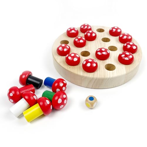 EACHHAHA Montessori Spielzeug ab 4 Jahre, Gedächtnis Schach lernspielzeug,Memory Spiel,Verbessert das Gedächtnis und die Farbwahrnehmung,Geburtstagsgeschenke für Mädchen und Jungen(Pilz) von EACHHAHA