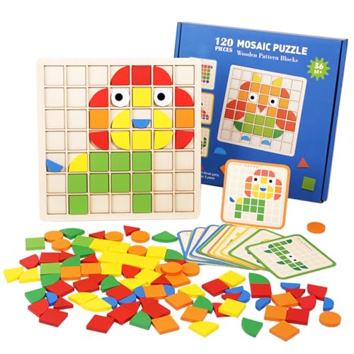EACHHAHA Tangram Kinder Geometrische Formen HolzPuzzles,Montessori Spielzeug Puzzle für 3 4 5 6 7 Jahr Kinder,Kreative Mosaik Puzzle,Hölzerne Muster Blöcke Set,Form Matching Game von EACHHAHA