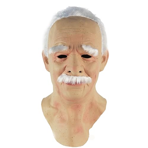 EAGSTRIKY Alte Mann-Maske, realistische Latex-Maske, Faltengesicht, alte Mann-Maske, gruselig, voller Kopf, Halloween-Masken, Cosplay, Party-Maske, Kostüm-Requisiten (B) von EAGSTRIKY