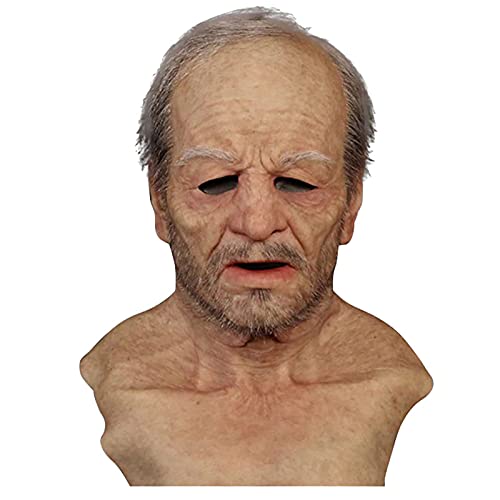 EAGSTRIKY Alte Mann-Maske, realistisches Latex, gruselige alte Mann-Maske, voller Kopf, menschliche Maske, Party, Cosplay, realistische Halloween-Maske für Erwachsene, lustige Kostümmaske (C) von EAGSTRIKY