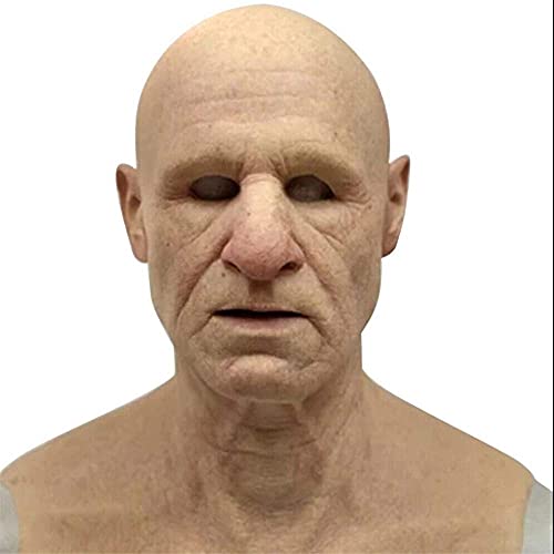 EAGSTRIKY Alte Mann-Maske, realistisches Latex, gruselige alte Mann-Maske, voller Kopf, menschliche Maske, Party, Cosplay, realistische Halloween-Maske für Erwachsene, lustige Kostümmaske (F) von EAGSTRIKY