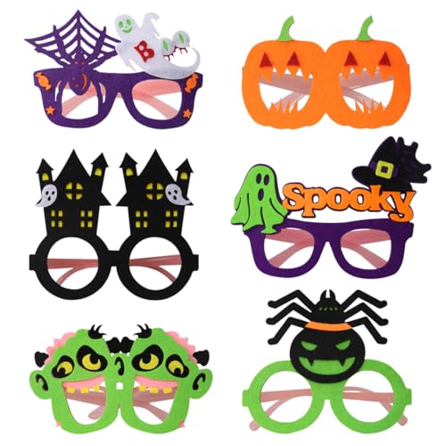 EAPMGQR 6 Stücke Halloween Brille, Lustige Foto Requisiten Verkleiden Gläser Schläger Skelett Geist Kürbis Halloween Deko Kinderparty Gläser für Mädchen Karneval Maskerade Requisiten Cosplay von EAPMGQR