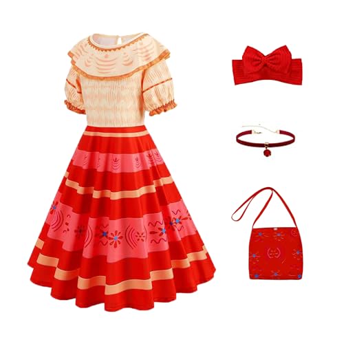EARJIA Encanto Kostüm für Mädchen Prinzessin Mirabel Isabela Dolores Kostüm für Kindergeburtstag Weihnachten Halloween Karneva Outfit mit Accessoires von EARJIA