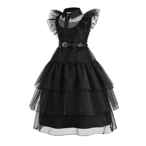 EARJIA Schwarze Prinzessin verkleidet sich für Mädchen Halloween -Kostüm für Kinder Familienfeier Cosplay -Outfit mit Zubehör von EARJIA