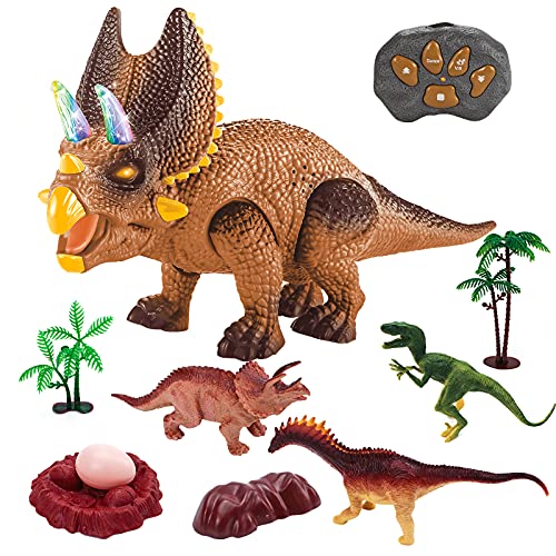 EARSOON Dinosaurier Spielzeug - Ferngesteuerter Triceratops Dinosaurier - Dino Roboter mit LED Licht - Spielzeug für Kinder - Ferngesteuertes von EARSOON