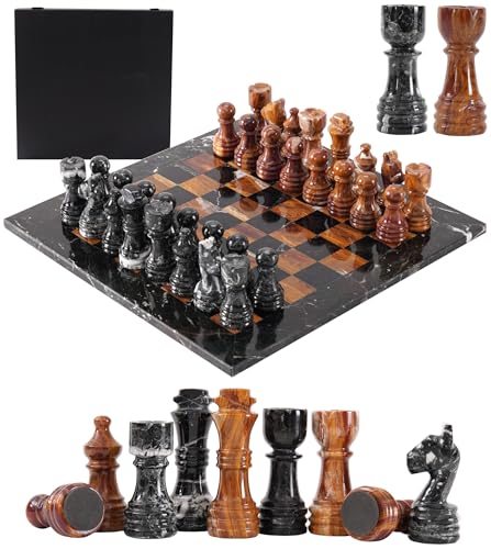 Earthen Crafts Marble Chess Set with Storage Box 12 Inches Black Zebra and Red Outdoor Chess Game - 2 Player Classic Chess Sets for Everyone - 1 Chess Board & 32 Chess Pieces Earthen Crafts Marble Chess Set with Storage Box 12 Inches Black Zebra and Red Outdoor Chess Game - 2 Player Classic Chess Sets for Everyone - 1 Chess Board & 32 Chess Pieces von EARTHEN CRAFTS