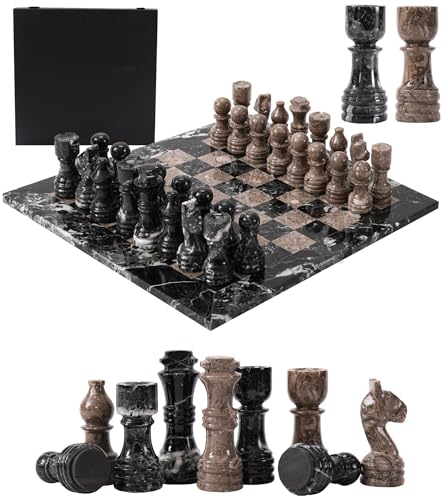 Marble Chess Set 12 Inches Black Zebra & Oceanic with Storage Box Chess Board Games- 2 Player Classic Chess Sets for Adults - 1 Chess Board & 32 Chess Pieces - Travel Chess Game Set Marble Chess Set 12 Inches Black Zebra & Oceanic with Storage Box Chess Board Games- 2 Player Classic Chess Sets for Adults - 1 Chess Board & 32 Chess Pieces - Travel Chess Game Set von EARTHEN CRAFTS