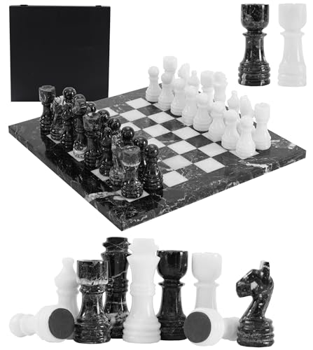 Marmor Schachset 12 Zoll Handgemachtes Schwarzes Zebra & Weiß mit Aufbewahrungsbox Schachbrettspiele - 2 Spieler Klassische Schachsets für Erwachsene und Familie - 1 Schachbrett & 32 Schachfiguren Marmor Schachset 12 Zoll Handgemachtes Schwarzes Zebra & Weiß mit Aufbewahrungsbox Schachbrettspiele - 2 Spieler Klassische Schachsets für Erwachsene und Familie - 1 Schachbrett & 32 Schachfiguren von EARTHEN CRAFTS