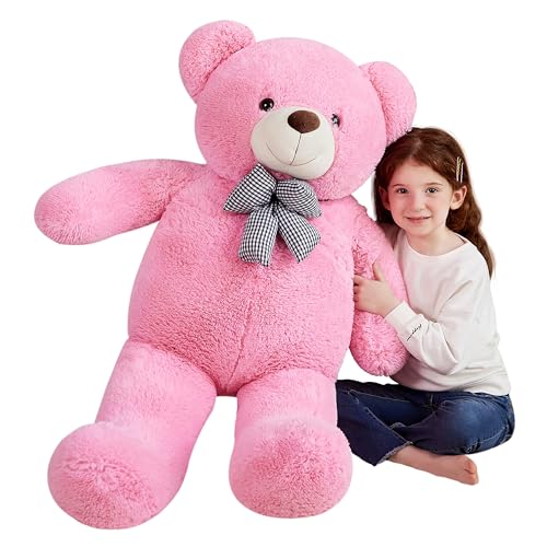 EARTHSOUND Groß Teddybär Kuscheltier Riesen Stofftier,Gross Plüschtiere Teddy Bär Jumbo Plüsch Stofftiere,Geschenk für Kinder Mädchen (120cm, Rosa) von EARTHSOUND