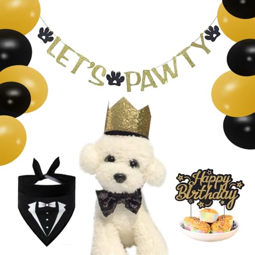 EASY JOY Hund Geburtstag Bandana Set 15 tlg, Hundegeburtstagsparty Dekor, Geburtstagsdekoration, Hundehalstuch, Geburtstagsmütze, Fliege, Let's Pawty-Banner EASY JOY Hund Geburtstag Bandana Set 15 tlg, Hundegeburtstagsparty Dekor, Geburtstagsdekoration, Hundehalstuch, Geburtstagsmütze, Fliege, Let's Pawty-Banner von EASY JOY