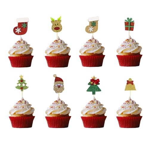 Easy Joy 18 Stück Weihnachten Tortendeko Weihnachten Cupcake Toppers,Glitter Oberflächenschicht,Weihnachten Zahnstocher Fahnen,Rentier Kuchen Dekorationen für Weihnachtsfeier Dekoration Easy Joy 18 Stück Weihnachten Tortendeko Weihnachten Cupcake Toppers,Glitter Oberflächenschicht,Weihnachten Zahnstocher Fahnen,Rentier Kuchen Dekorationen für Weihnachtsfeier Dekoration von EASY JOY