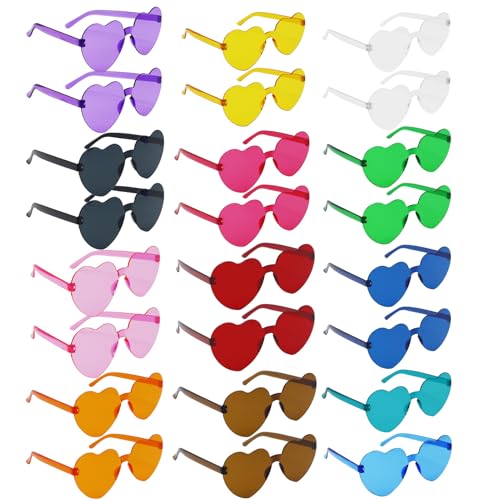 EASYKEENECOM 24 Brillen Herz-Sonnenbrillen für Damen 12 Farben Randlose Herzförmige Sonnenbrille Transparente Bonbonfarbene Herzbrille für Partygeschenke EASYKEENECOM 24 Brillen Herz-Sonnenbrillen für Damen 12 Farben Randlose Herzförmige Sonnenbrille Transparente Bonbonfarbene Herzbrille für Partygeschenke von EASYKEENECOM