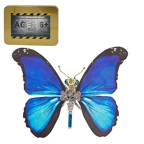 EASYTAB 3D Metallpuzzle Schmetterling, Morpho Menelaus Sternenschmetterling Modell, Steampunk Mechanisches Insekt, 3D Metall Puzzle Erwachsene, Einzigartige, 150Teile von EASYTAB