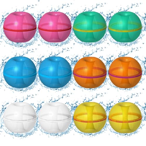 EBKCQ Wasserbomben Wiederverwendbar Magnet, 12 Stück Wasserballons Selbstschließend, Wasserball Wiederverwendbare, Silikon Wasserbomben für Kinder Erwachsene Outdoor, Party Wasserschlacht, Wasserpark von EBKCQ