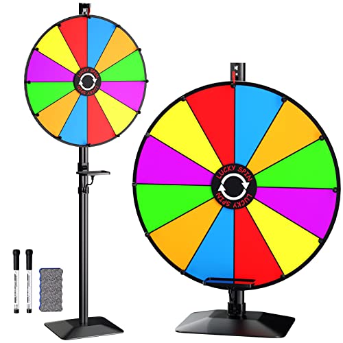 61 cm Preisrad – Doppelnutzung Tischplatte oder höhenverstellbarer Bodenständer, robustes Spinner-Glücksrad mit 12 Schlitzen & trocken abwischbaren Markern und Radiergummi für Karneval, Messen, 61 cm Preisrad – Doppelnutzung Tischplatte oder höhenverstellbarer Bodenständer, robustes Spinner-Glücksrad mit 12 Schlitzen & trocken abwischbaren Markern und Radiergummi für Karneval, Messen, von EBLIKI