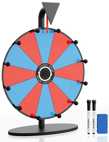 Drehbares Preisrad mit doppeltem Verwendungszweck oder Wandmontage, robustes Glücksrad mit 12 Schlitzen, trocken abwischbaren Markern und Radiergummi, für Karneval, Messen, Glücksspiel, 30,5 cm von EBLIKI