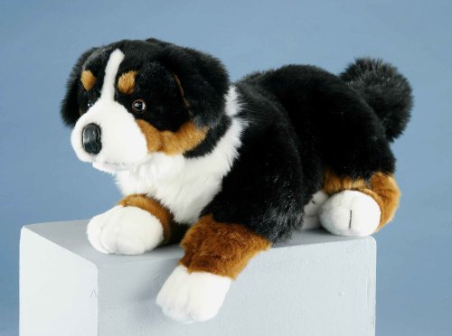 EBO 49041 - Berner Sennhund, 42 cm lang, liegend, schwarzer brauner und weißer Softplüsch von EBO Plüschtiere